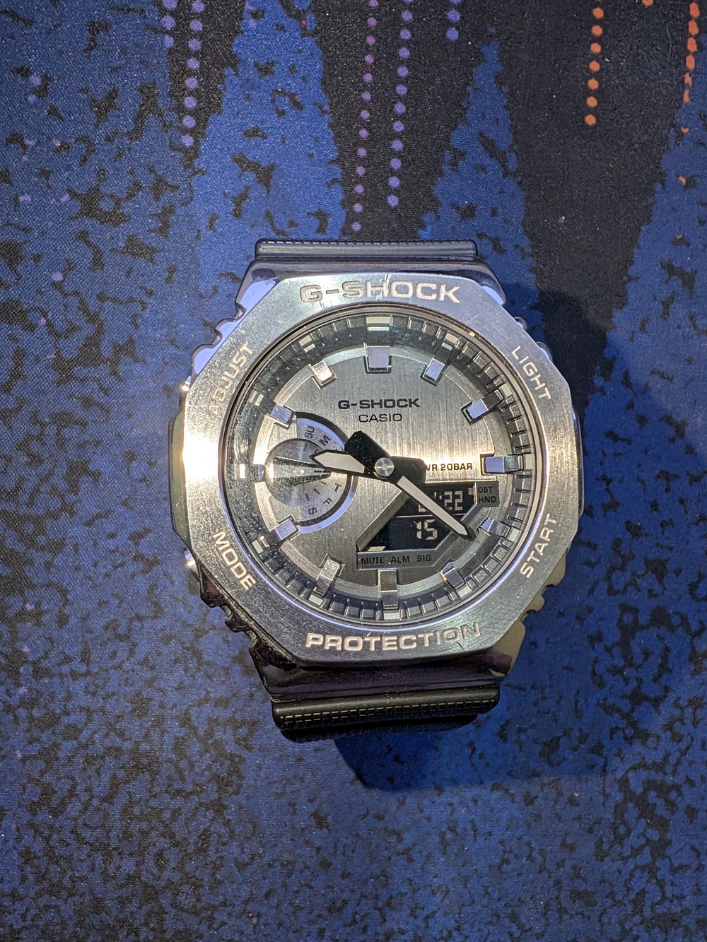 Casio G-Shock GM-2100 Stainless Steel Silver Watch - Half Metal "Casioak"
